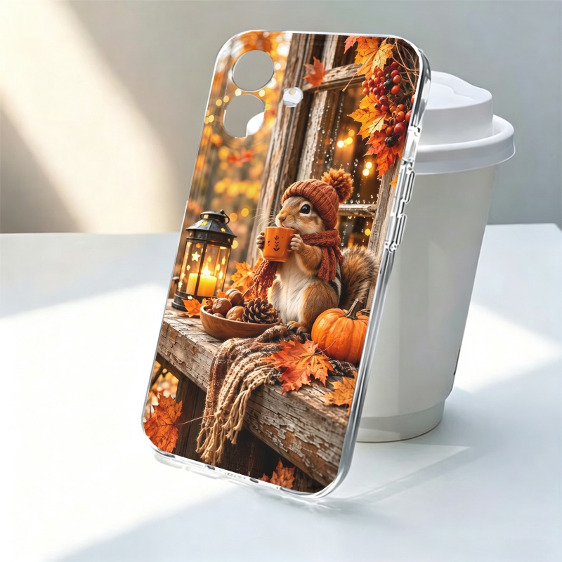 Apple Iphone 15 Pro Max - เคสโทรศัพท์ซิลิโคนลายการ์ตูนรูปสัตว์กระรอก สำหรับ iPhone 15 16 17