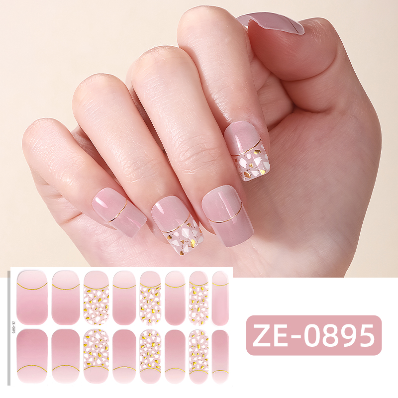 สติกเกอร์ติดเล็บสีชมพูกลิตเตอร - Full Cover Adhesive บทวิจารณ์และราคา